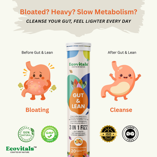 Ecovitals Gut & Lean: A 3-in-1 Probitoics & Herbs Formula for Healthy Gut.