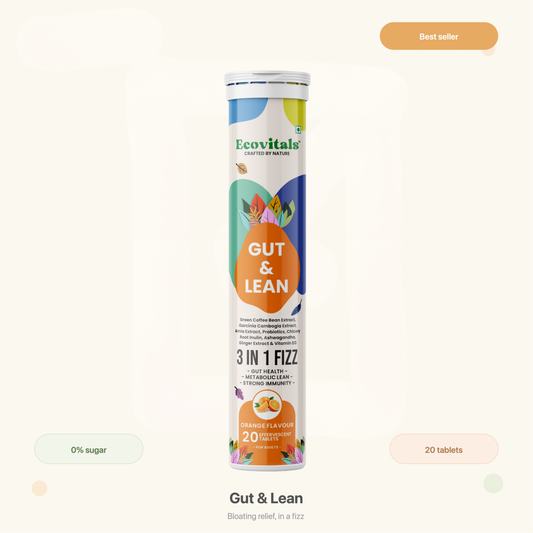 Ecovitals Gut & Lean — Bloating & Digestion Fizz Tablets.