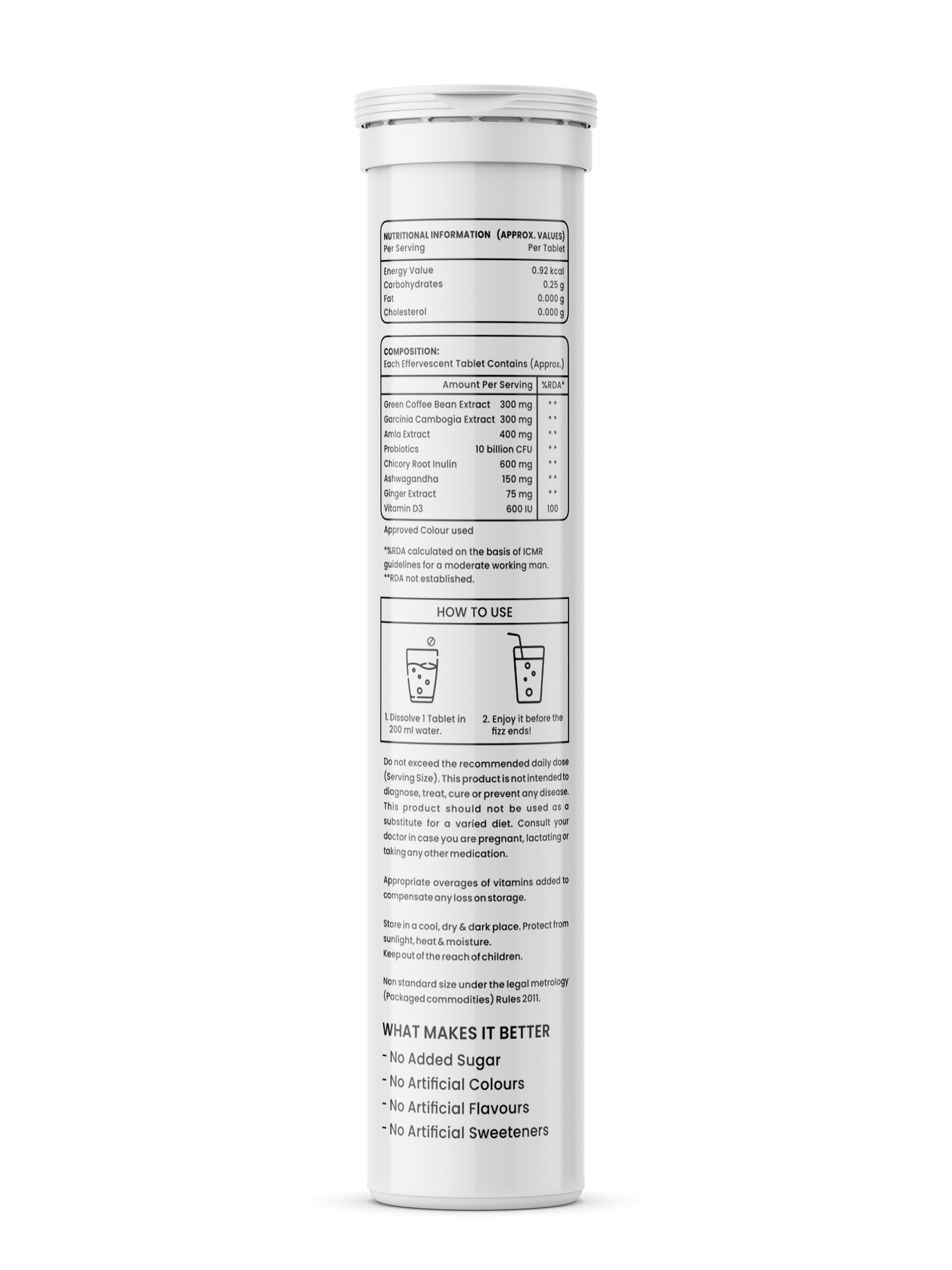 Ecovitals Gut & Lean | India’s Trusted 3-in-1 Herbal Fizz for Gut Health, Weight Management & Immunity (Orange Flavour)